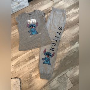 adorable disney stitch joggers w/ matching tee read below free pajama pants !